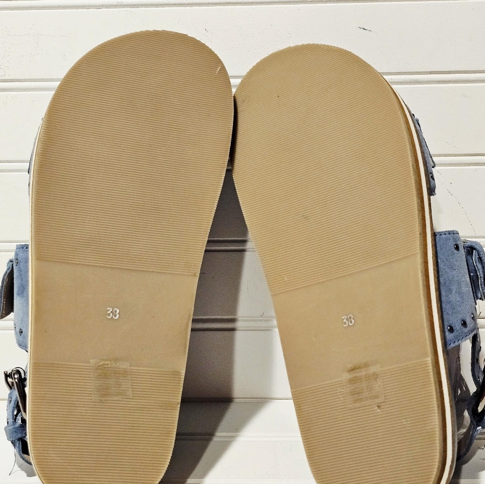 Anthropologie Pilcro Studded Suede Slingback Sandals Powder Blue - Picture 9 of 11
